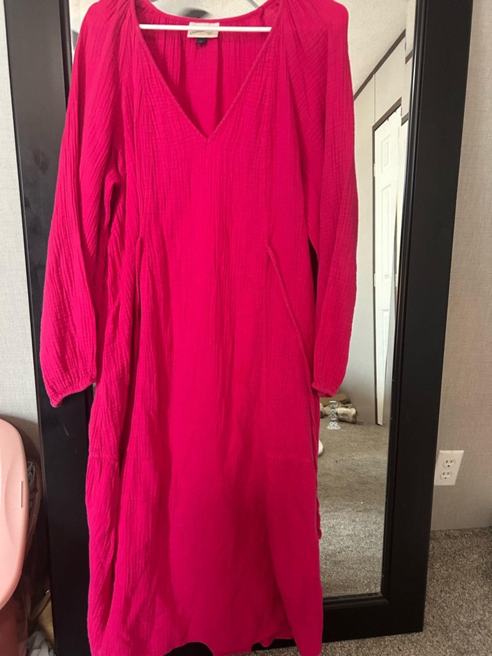 Universal Thread Hot Pink Long Sleeve Maxi Dress